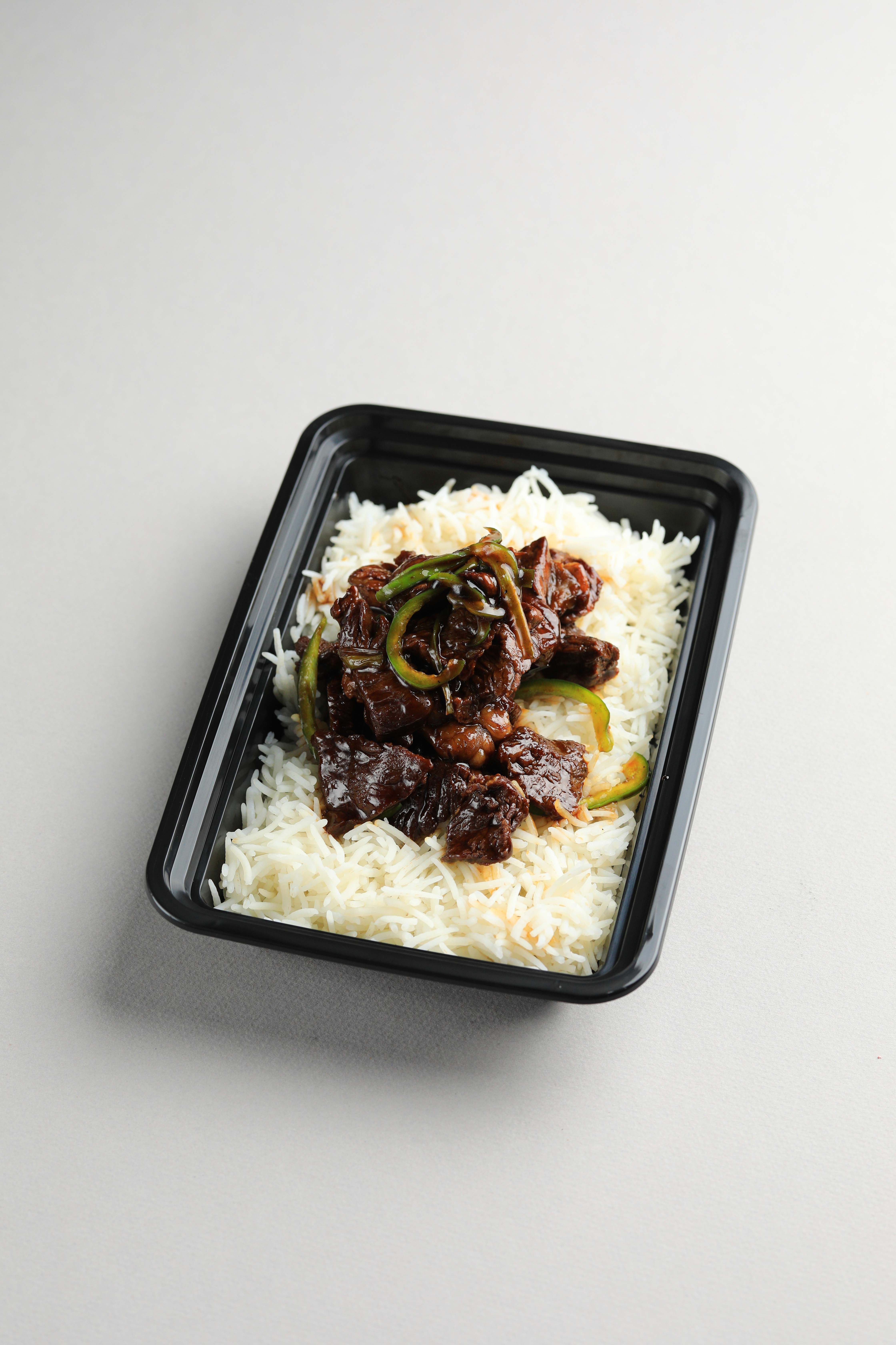 MONGOLIAN BEEF WITH RICE